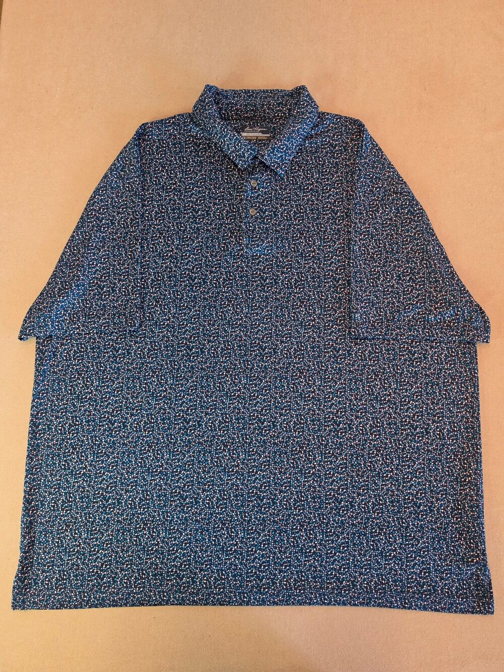 Ben Hogan Micro Mosaic Print Performance Golf Polo Blue & Pink Sz 3XL